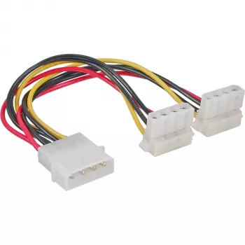 InLine iekšējais strāvas Y-veida kabelis 1x 4-pin Molex / 2x 4-pin Molex leņķveida 0,15 m