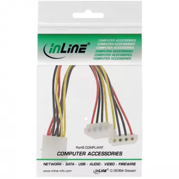 InLine iekšējais strāvas Y-veida kabelis 1x 4-pin Molex / 2x 4-pin Molex leņķveida 0,15 m