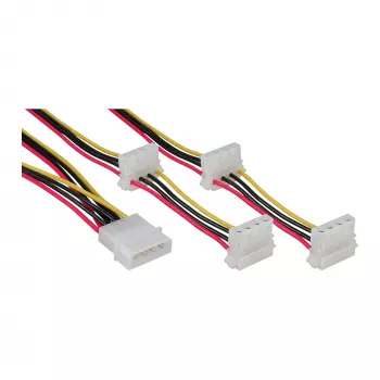 Iekšējais barošanas kabelis InLine 29654A 1x 4 kontaktu Molex / 4x 4 kontaktu Molex 1 m