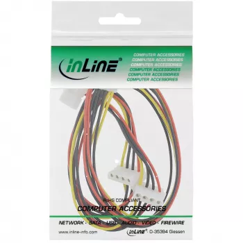 Iekšējais barošanas kabelis InLine 29654A 1x 4 kontaktu Molex / 4x 4 kontaktu Molex 1 m