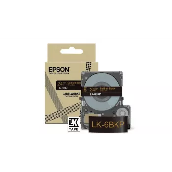 Label Tape Epson LK-6BKP Melns Gold 2.4cm Thermal Transfer