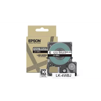 Lentas etiķete Epson LK-4WBJ melna balta termotransfēra 1,2 cm