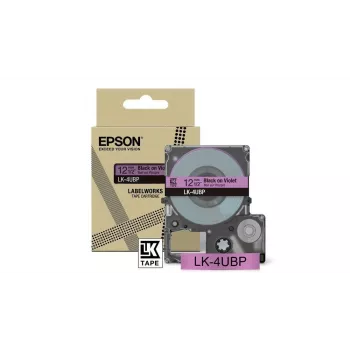 Lentas kasešu etiķešu lente Epson LK-4UBP melna violeta termiskā pārnese 1,2 cm