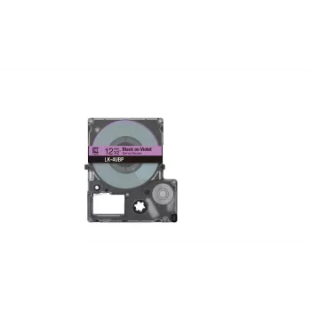 Lentas kasešu etiķešu lente Epson LK-4UBP melna violeta termiskā pārnese 1,2 cm