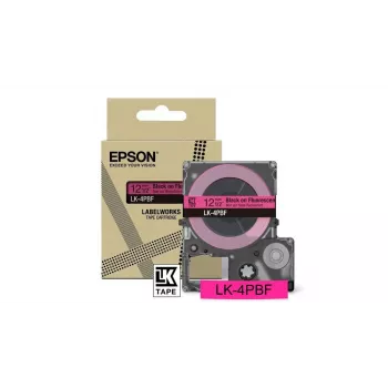 Etiķešu lente Epson LK-4PBF melna rozā termopārnese 1,2 cm
