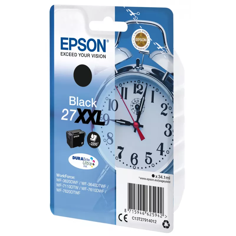 Epson Singlepack Melns 27XXL DURABrite Ultra tinte