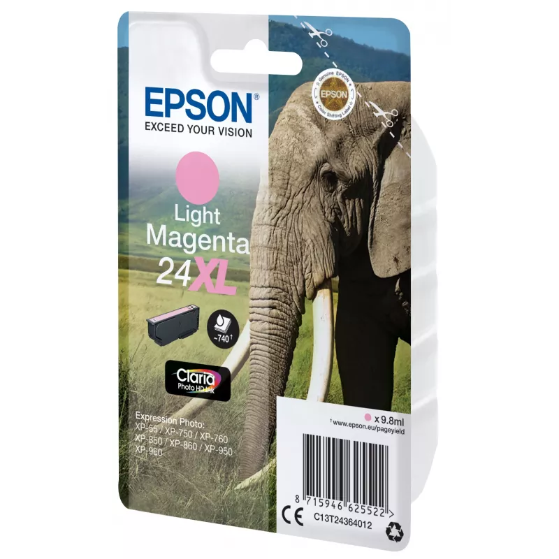 Epson Elephant Singlepack gaiši fuksīna 24XL Claria Photo HD tinte