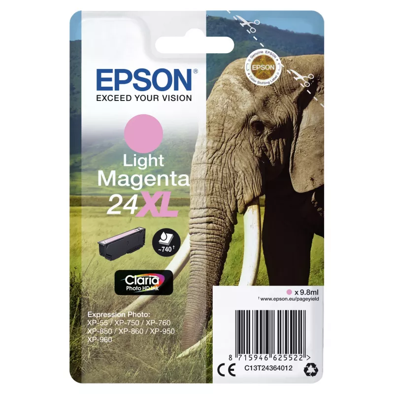 Epson Elephant Singlepack gaiši fuksīna 24XL Claria Photo HD tinte