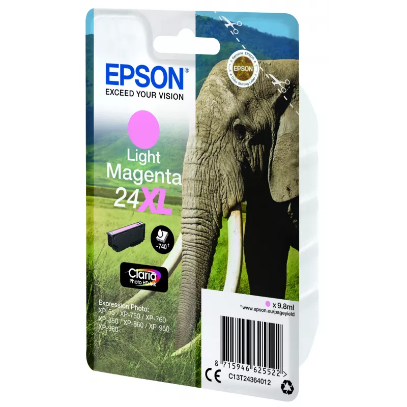 Epson Elephant Singlepack gaiši fuksīna 24XL Claria Photo HD tinte