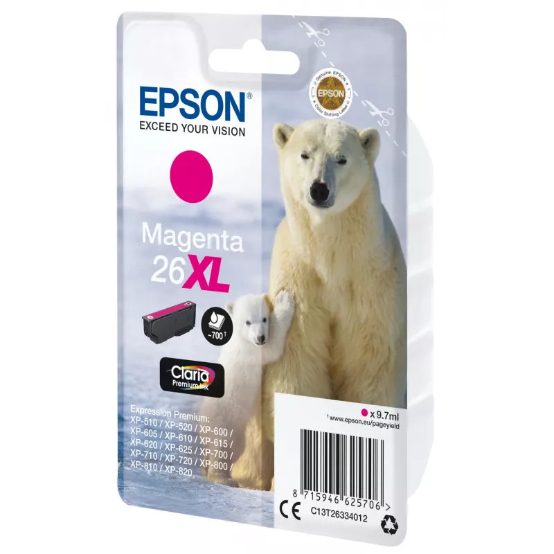 Epson Polar bear Singlepack fuksīna 26XL Claria Premium Ink
