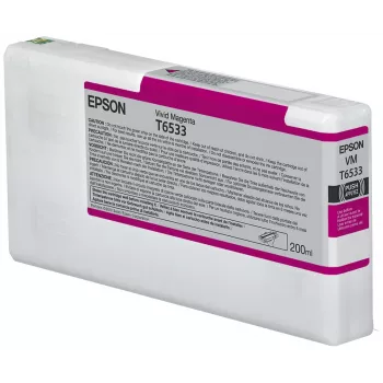 Epson T6533 Vivid fuksīna tintes kārtridžs (200 ml), Vivid fuksīna, pigmenta bāzes tinte, 200 ml, 1 gab.