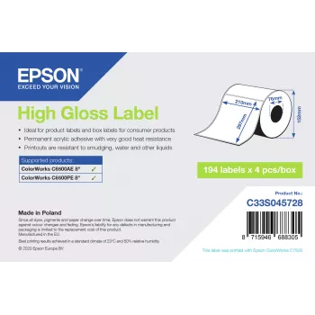 Epson C33S045728 printera etiķete Balta Pašlīmējoša printera etiķete