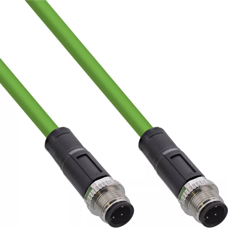 InLine Industrial tīkla kabelis, M12 4-pin D-coded male/male, PUR 10m