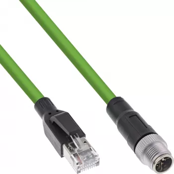 InLine rūpnieciskais tīkla kabelis, M12 8-pin X-kodēts uz RJ45 spraudni, Cat.6A PUR 1m