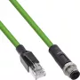 InLine Industrial tīkla kabelis, M12 4-pinu D-kodēts vīrišķais spraudnis uz RJ45, PUR 5m