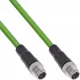 InLine Industrial tīkla kabelis, M12 8-pin X-coded male/male, Cat.6A PUR 1m