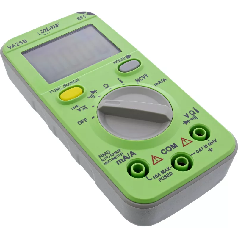 Multimeters InLine 43117A kabatas izmēra ar automātisko diapazonu, LCD 44x30 mm, AAA baterija, 130x62x27 mm