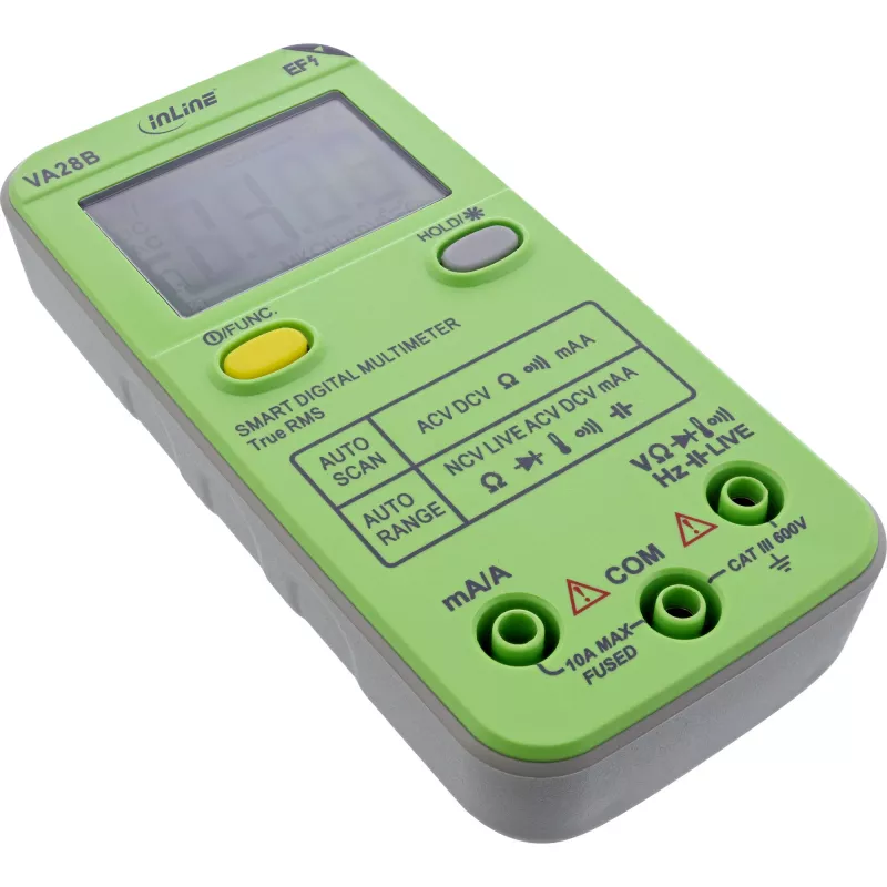 Multimetrs InLine 43117B kabatas izmēra ar automātisko diapazonu, autoskenēšanu, LCD 44×30 mm, AAA baterija
