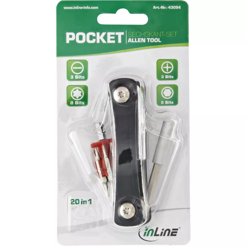 InLine Pocket Allen skrūvgriežu komplekts ar uzgaļu turētāju 20in1