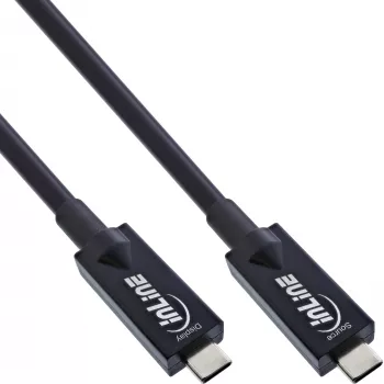 InLine USB 3.2 Gen.2 AOC kabelis, USB-C vīr./vīr., melns, 15m
