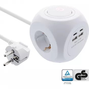 InLine Charging Cube InLine 16499A 3x iezemējuma kontaktligzda 2x USB-C 2x USB-A balta 2 m
