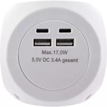 InLine Charging Cube InLine 16499A 3x iezemējuma kontaktligzda 2x USB-C 2x USB-A balta 2 m