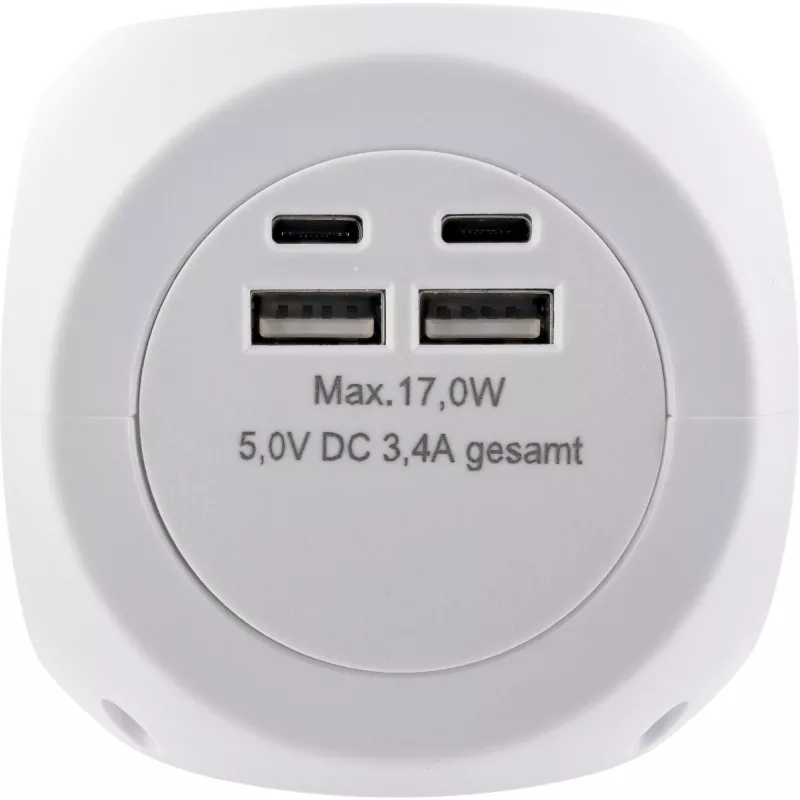 InLine Charging Cube InLine 16499A 3x iezemējuma kontaktligzda 2x USB-C 2x USB-A balta 2 m