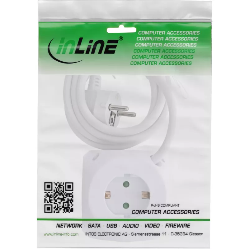 InLine Charging Cube InLine 16499A 3x iezemējuma kontaktligzda 2x USB-C 2x USB-A balta 2 m