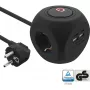 InLine lādēšanas kubs InLine 16499B 3x zemējuma kontakts 2x USB-C 2x USB-A melns 2m