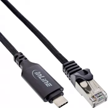 Tīkla kabelis InLine 33381A USB-C uz RJ45 Cat6 2m Melns