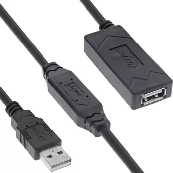 InLine USB 2.0 aktīvs pagarinātājs, USB-A vīrišķais/sieviešu savienotājs, 20m, 0,48 Gbit/s
