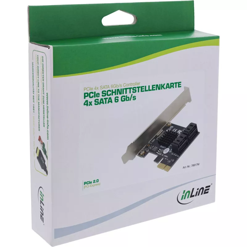 InLine SATA 6Gb/s kontrolieris ar 4 SATA pieslēgvietām PCI-Express 2.0
