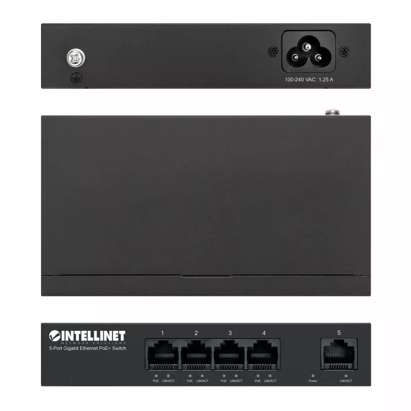 Intellinet 561792 tīkla slēdzis, Gigabit Ethernet (10/100/1000), Power over Ethernet (PoE), melns