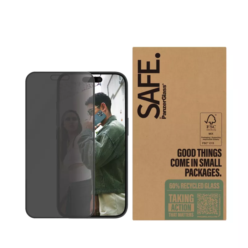 PanzerGlass SAFE. by ® privātuma ekrāna aizsargs iPhone 16 | 15 | Ultrawide Fit | VAIRUMTIRDZNIECĪBA