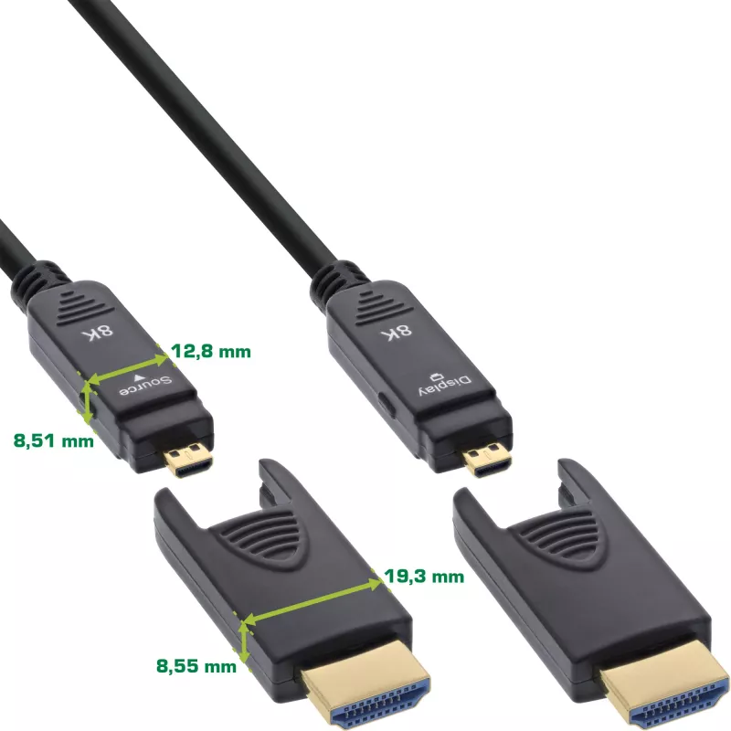InLine HDMI AOC kabelis, Ultra High Speed HDMI, 8K4K, noņemams spraudnis, 30m