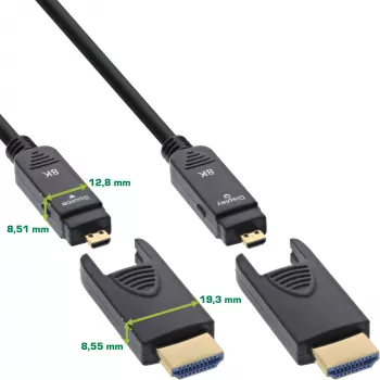 InLine HDMI AOC kabelis, Ultra High Speed HDMI, 8K4K, noņemams spraudnis, 25 m