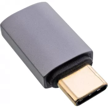 InLine USB4 adapteris, USB-C vīrišķais/sievišķais, alumīnijs, pelēks