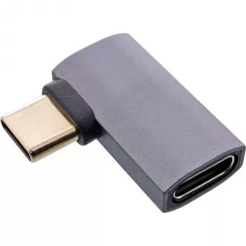 InLine USB4 adapteris, USB-C vīr./ siev. pa labi/pa kreisi leņķveida, alumīnijs, pelēks