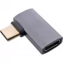 InLine USB4 adapteris, USB-C vīr./ siev. pa labi/pa kreisi leņķveida, alumīnijs, pelēks