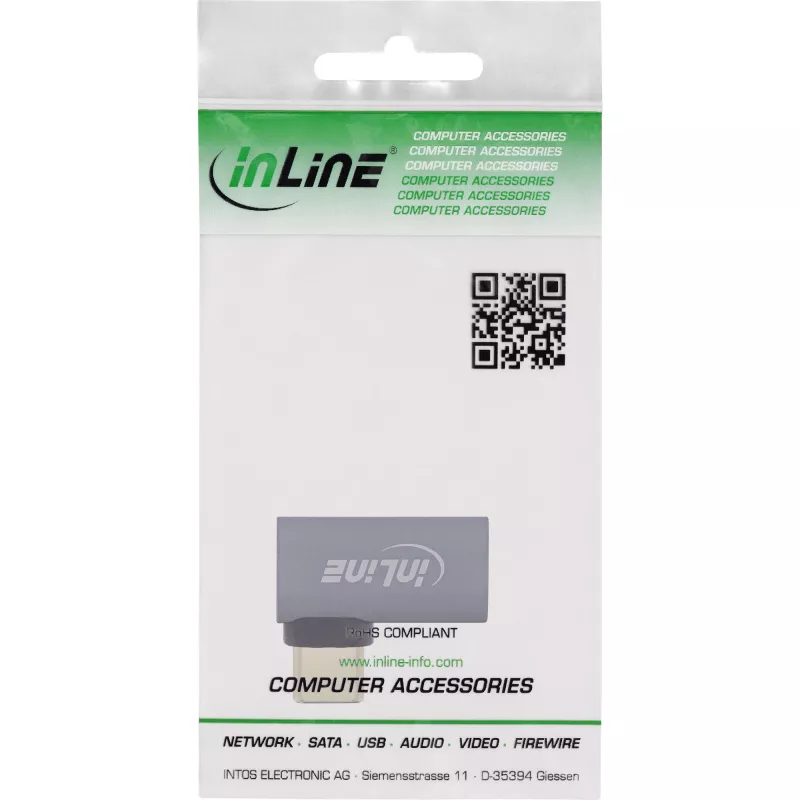InLine USB4 adapteris, USB-C vīr./ siev. pa labi/pa kreisi leņķveida, alumīnijs, pelēks