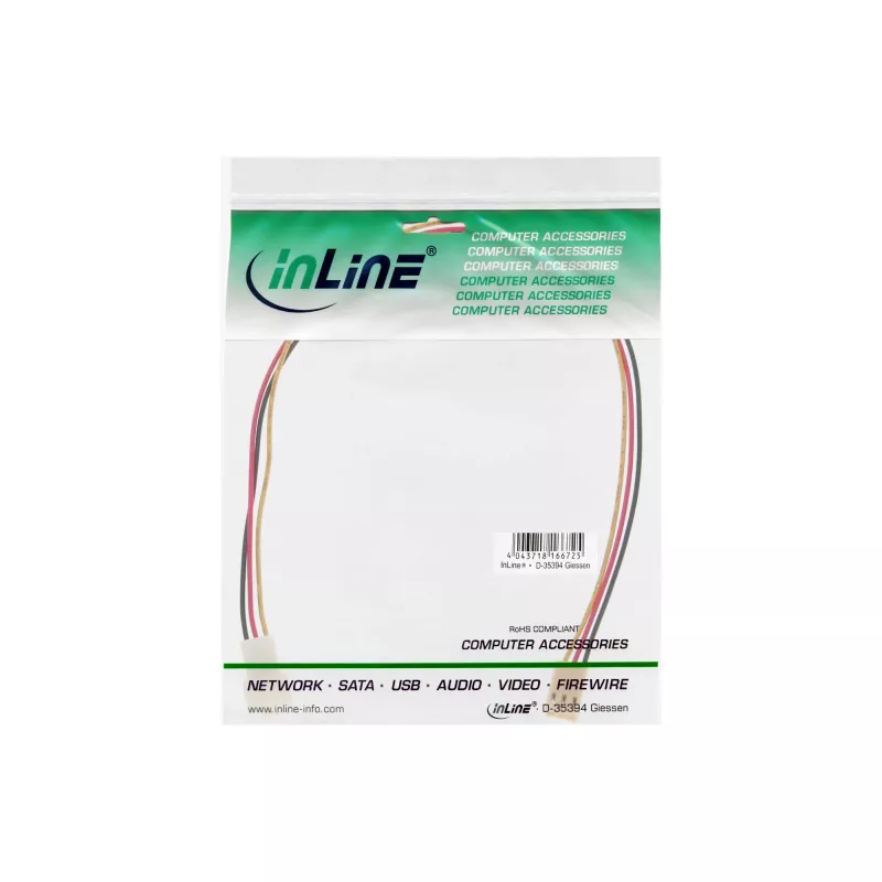 InLine ventilatora kabeļa pagarinātājs 3 kontaktu Molex tēviņš/mātīte garums 2 m