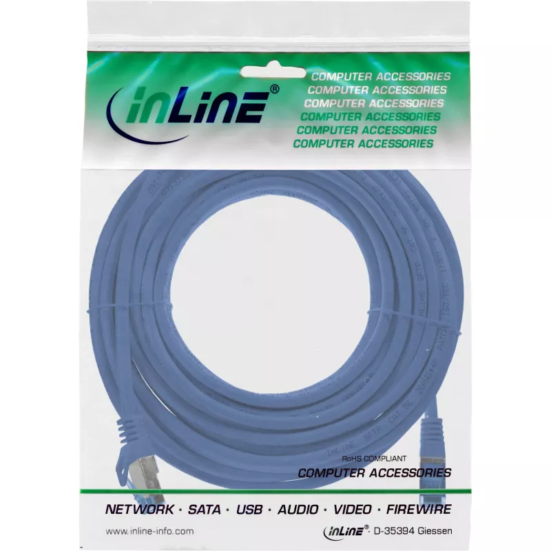 InLine 72600B tīkla kabelis zils 10 m Cat6a S/FTP (S-STP)