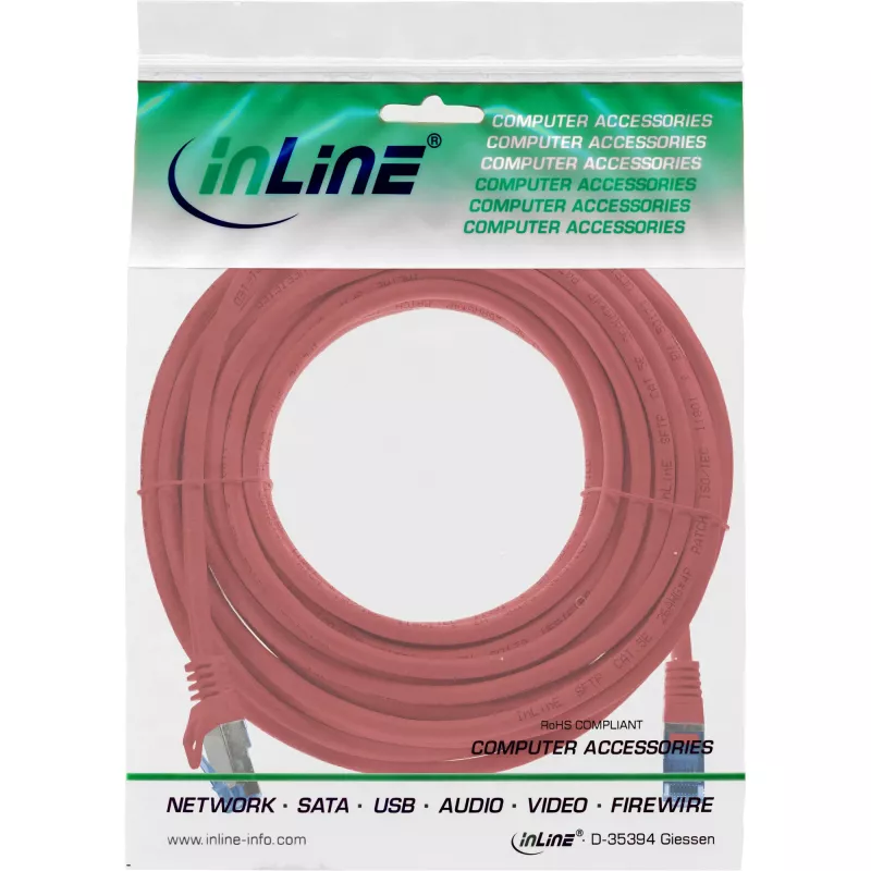 InLine 72607R tīkla kabelis, sarkans, 7,5 m, Cat6a S/FTP (S-STP)
