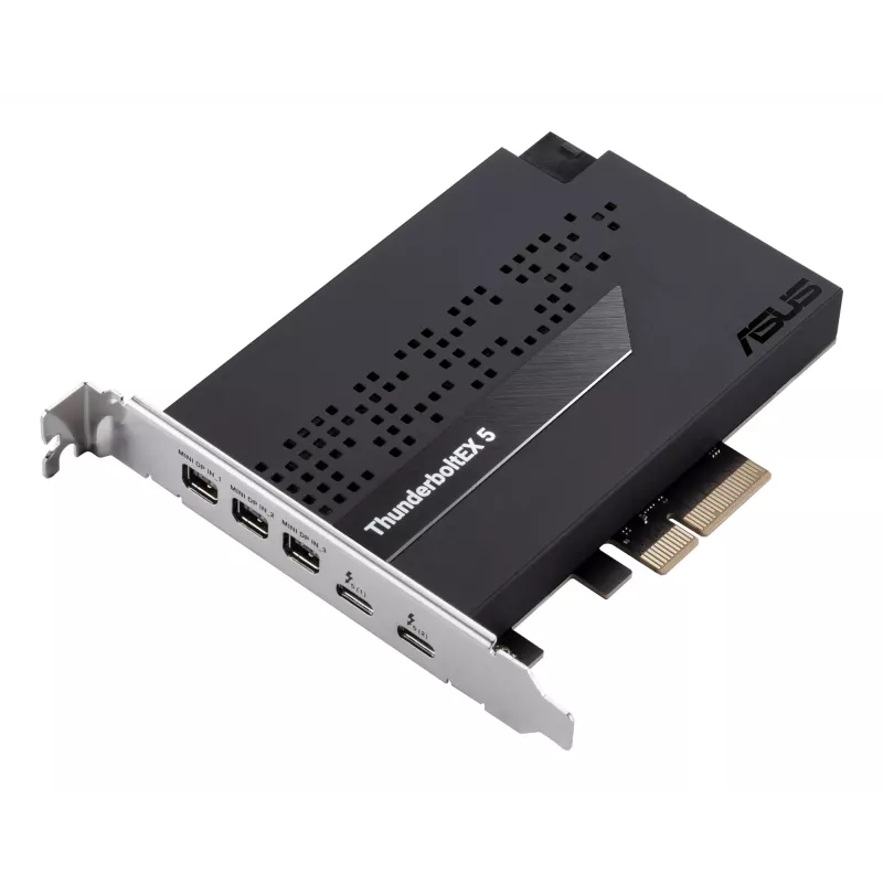 Saskarnes karte ASUS ThunderboltEX 5 — PCIe 4.0, Intel JHL9580, Mini DisplayPort, USB 2.0, 120 Gbit/s