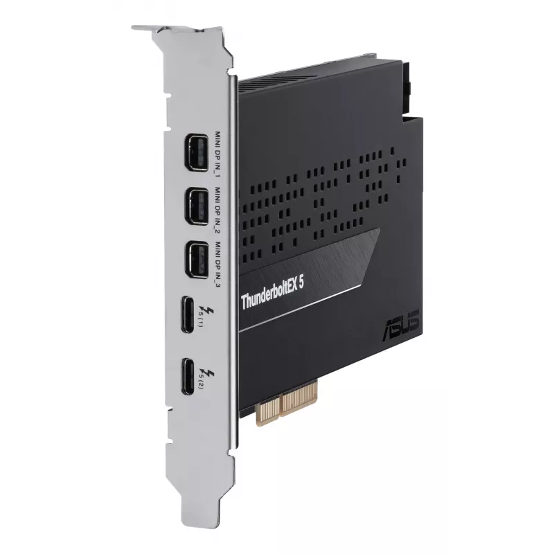Saskarnes karte ASUS ThunderboltEX 5 — PCIe 4.0, Intel JHL9580, Mini DisplayPort, USB 2.0, 120 Gbit/s