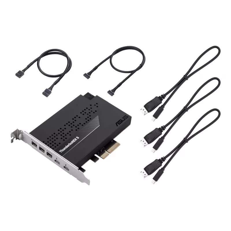 Saskarnes karte ASUS ThunderboltEX 5 — PCIe 4.0, Intel JHL9580, Mini DisplayPort, USB 2.0, 120 Gbit/s