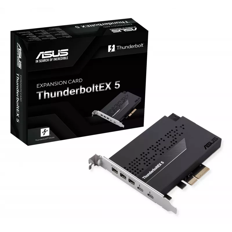 Saskarnes karte ASUS ThunderboltEX 5 — PCIe 4.0, Intel JHL9580, Mini DisplayPort, USB 2.0, 120 Gbit/s