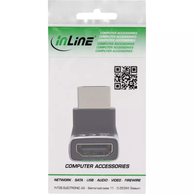 HDMI savienotāju adapteris InLine 17991G Melns Pelēks Zeltīti kontakti