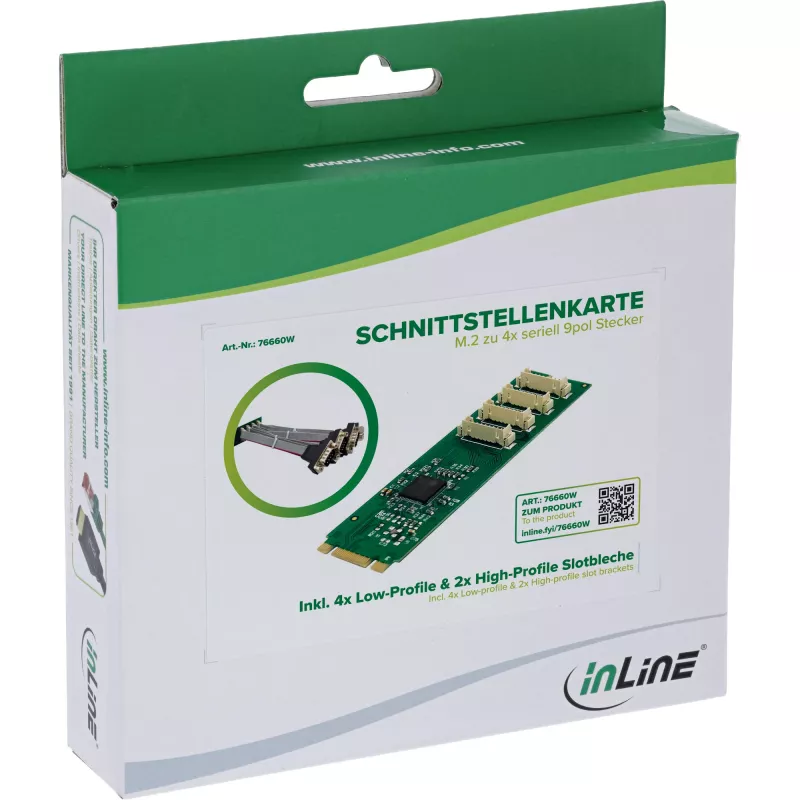 InLine 76660W iekšējais seriālais adapteris M.2 vīr. ASIX AX99100 4 Gbit/s