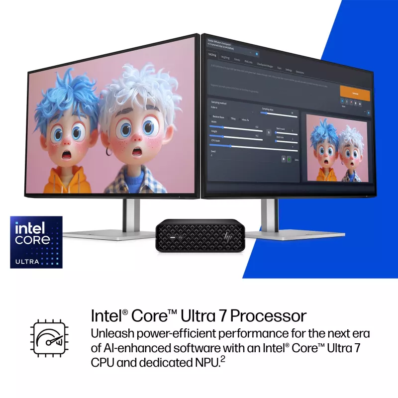 HP Z2 G1i Intel Core Ultra 7 265 32 GB DDR5-SDRAM NVIDIA RTX A1000 Windows 11 Pro Mini PC darbstacija AI darbstacija, AI dators